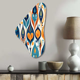 Orange and Blue Botanical Symphony II - Asymmetric Metal Wall Art