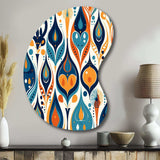 Orange and Blue Botanical Symphony II - Asymmetric Metal Wall Art