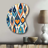 Orange and Blue Botanical Symphony II - Asymmetric Metal Wall Art