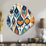 Orange and Blue Botanical Symphony II - Asymmetric Metal Wall Art