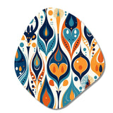 Orange and Blue Botanical Symphony II - Asymmetric Metal Wall Art