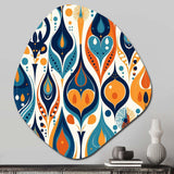 Orange and Blue Botanical Symphony II - Asymmetric Metal Wall Art