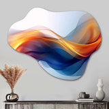 Orange Blue Fractal Fluidity I - Asymmetric Metal Wall Art