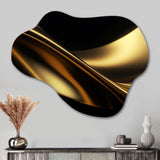 Gold and Black Surreal Tides IV - Asymmetric Metal Wall Art