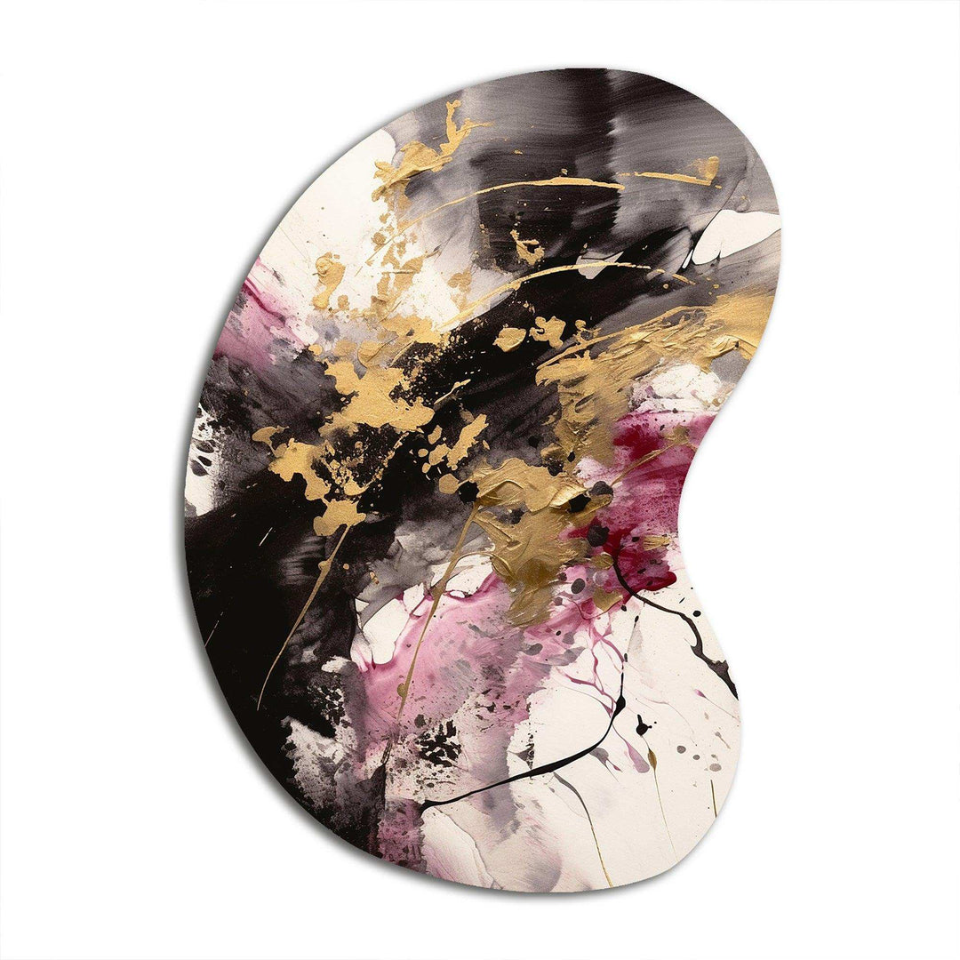 Gold and Pink Fluid Fusion II - Asymmetric Metal Wall Art