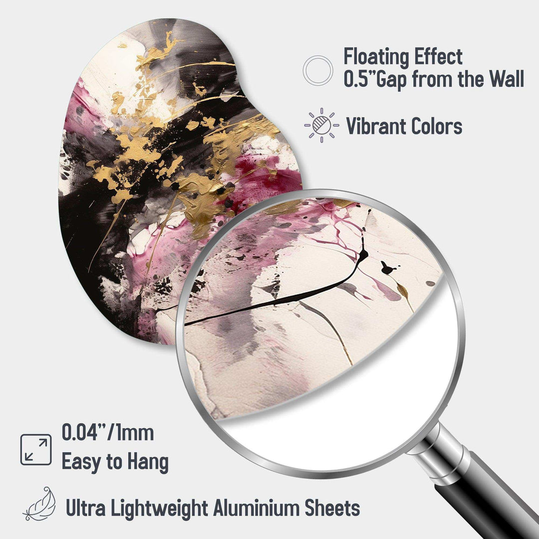Gold and Pink Fluid Fusion II - Asymmetric Metal Wall Art