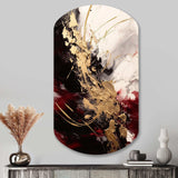 Gold and Red Fluid Fusion I - Asymmetric Metal Wall Art