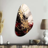 Gold and Red Fluid Fusion I - Asymmetric Metal Wall Art