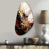 Gold and Red Fluid Fusion I - Asymmetric Metal Wall Art