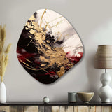 Gold and Red Fluid Fusion I - Asymmetric Metal Wall Art