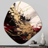 Gold and Red Fluid Fusion I - Asymmetric Metal Wall Art