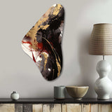 Gold and Red Fluid Fusion II - Asymmetric Metal Wall Art