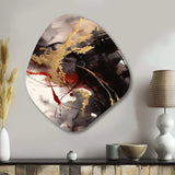 Gold and Red Fluid Fusion II - Asymmetric Metal Wall Art