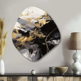 Gold and Grey Fluid Fusion I - Asymmetric Metal Wall Art