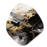 Gold and Grey Fluid Fusion I - Asymmetric Metal Wall Art