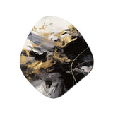 Gold and Grey Fluid Fusion I - Asymmetric Metal Wall Art