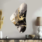 Gold and Grey Fluid Fusion II - Asymmetric Metal Wall Art