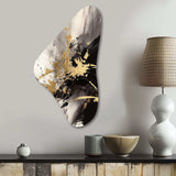 Gold and Grey Fluid Fusion II - Asymmetric Metal Wall Art