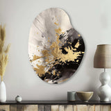 Gold and Grey Fluid Fusion II - Asymmetric Metal Wall Art