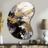 Gold and Grey Fluid Fusion IV - Asymmetric Metal Wall Art