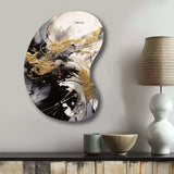 Gold and Grey Fluid Fusion IV - Asymmetric Metal Wall Art