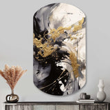 Gold and Grey Fluid Fusion IV - Asymmetric Metal Wall Art