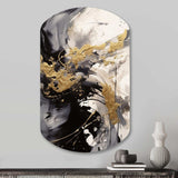 Gold and Grey Fluid Fusion IV - Asymmetric Metal Wall Art