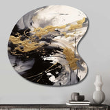 Gold and Grey Fluid Fusion IV - Asymmetric Metal Wall Art