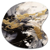 Gold and Grey Fluid Fusion IV - Asymmetric Metal Wall Art