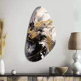 Gold and Grey Fluid Fusion IV - Asymmetric Metal Wall Art