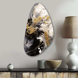 Gold and Grey Fluid Fusion IV - Asymmetric Metal Wall Art