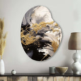 Gold and Grey Fluid Fusion IV - Asymmetric Metal Wall Art