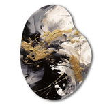 Gold and Grey Fluid Fusion IV - Asymmetric Metal Wall Art