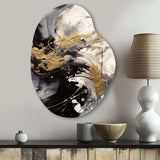 Gold and Grey Fluid Fusion IV - Asymmetric Metal Wall Art