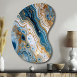 Blue and White Marble Dreams - Asymmetric Metal Wall Art