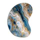 Blue and White Marble Dreams - Asymmetric Metal Wall Art