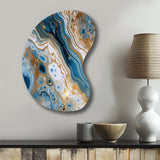 Blue and White Marble Dreams - Asymmetric Metal Wall Art