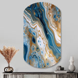 Blue and White Marble Dreams - Asymmetric Metal Wall Art