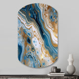 Blue and White Marble Dreams - Asymmetric Metal Wall Art