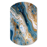 Blue and White Marble Dreams - Asymmetric Metal Wall Art