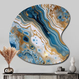 Blue and White Marble Dreams - Asymmetric Metal Wall Art