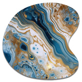 Blue and White Marble Dreams - Asymmetric Metal Wall Art