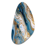 Blue and White Marble Dreams - Asymmetric Metal Wall Art