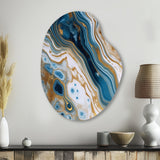 Blue and White Marble Dreams - Asymmetric Metal Wall Art