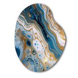 Blue and White Marble Dreams - Asymmetric Metal Wall Art