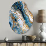 Blue and White Marble Dreams - Asymmetric Metal Wall Art