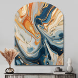 Teal Orange Aqua Symphony - Asymmetric Metal Wall Art