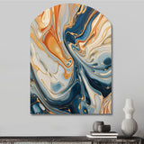 Teal Orange Aqua Symphony - Asymmetric Metal Wall Art