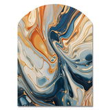 Teal Orange Aqua Symphony - Asymmetric Metal Wall Art