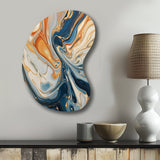 Teal Orange Aqua Symphony - Asymmetric Metal Wall Art